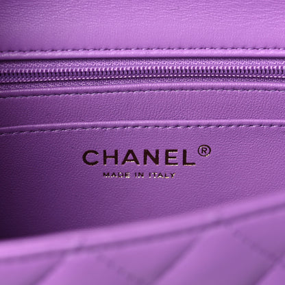 Chanel Lambskin Quilted Mini Rectangular Flap Purple 6 of 12