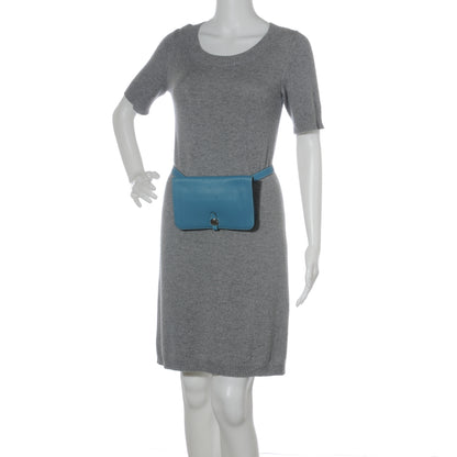 Hermes Togo Dogon Wallet Waist Pouch Blue Jean 2 of 8
