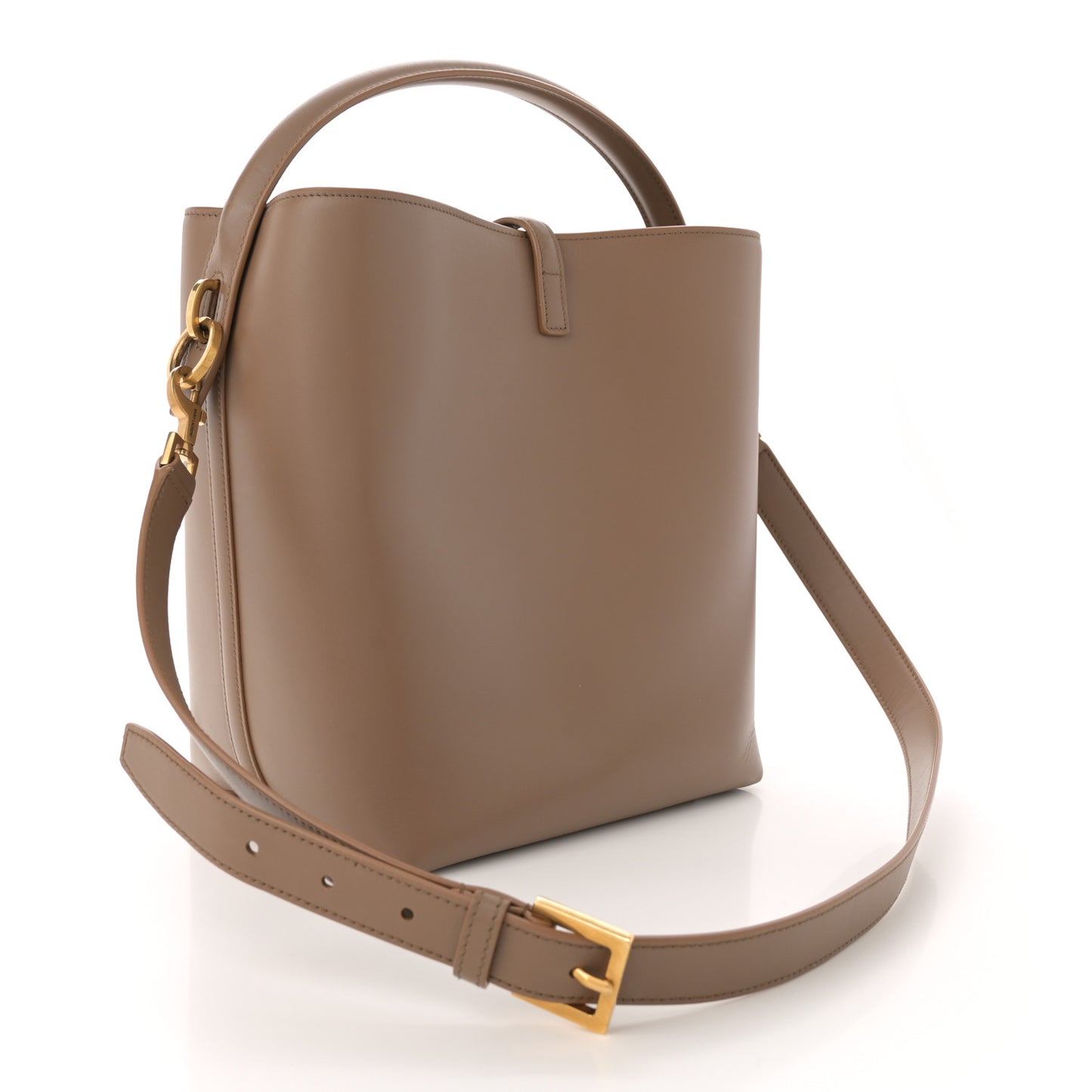 Shiny Calfskin Le 37 Bucket Bag Dark Cork