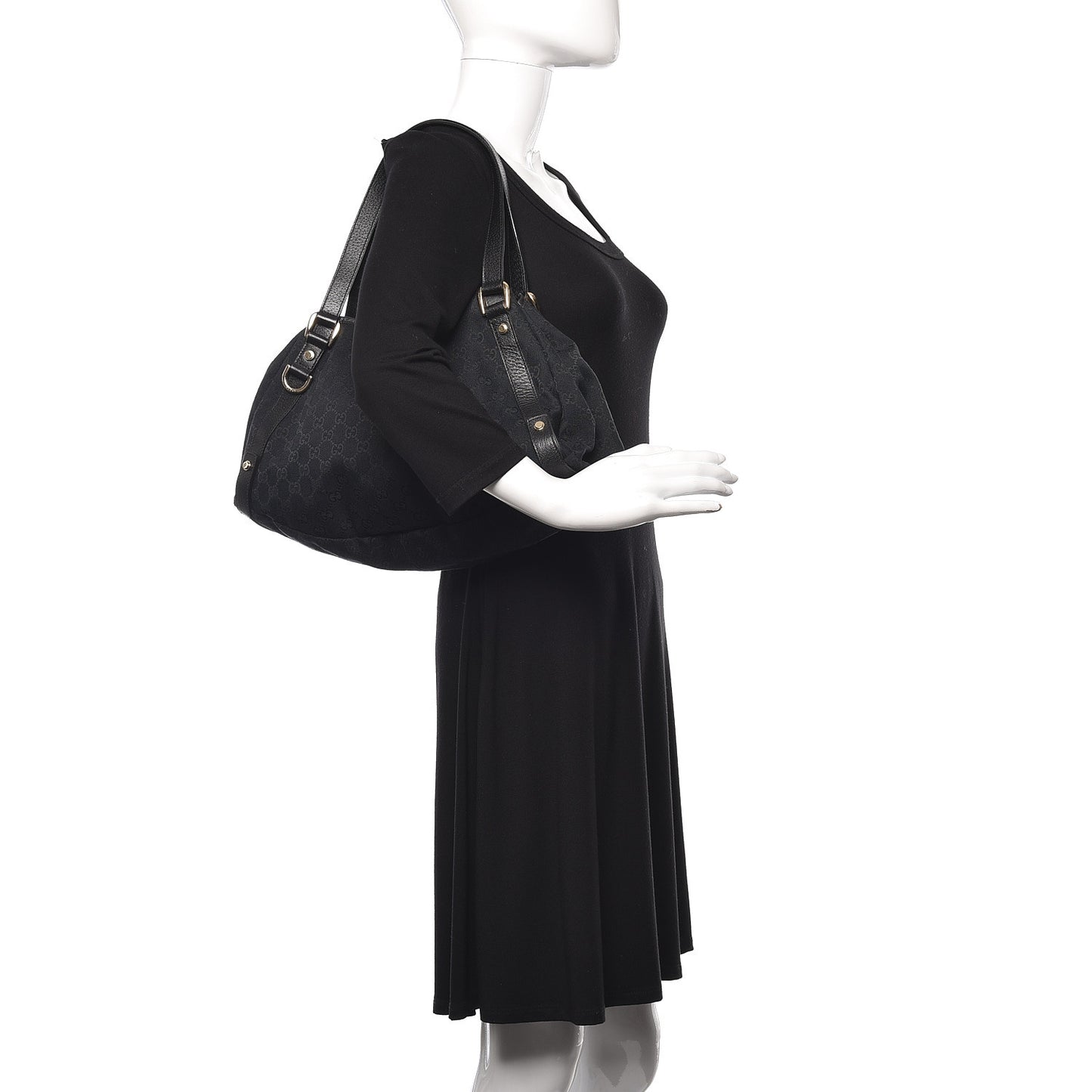 Monogram Medium Abbey Shoulder Bag Black
