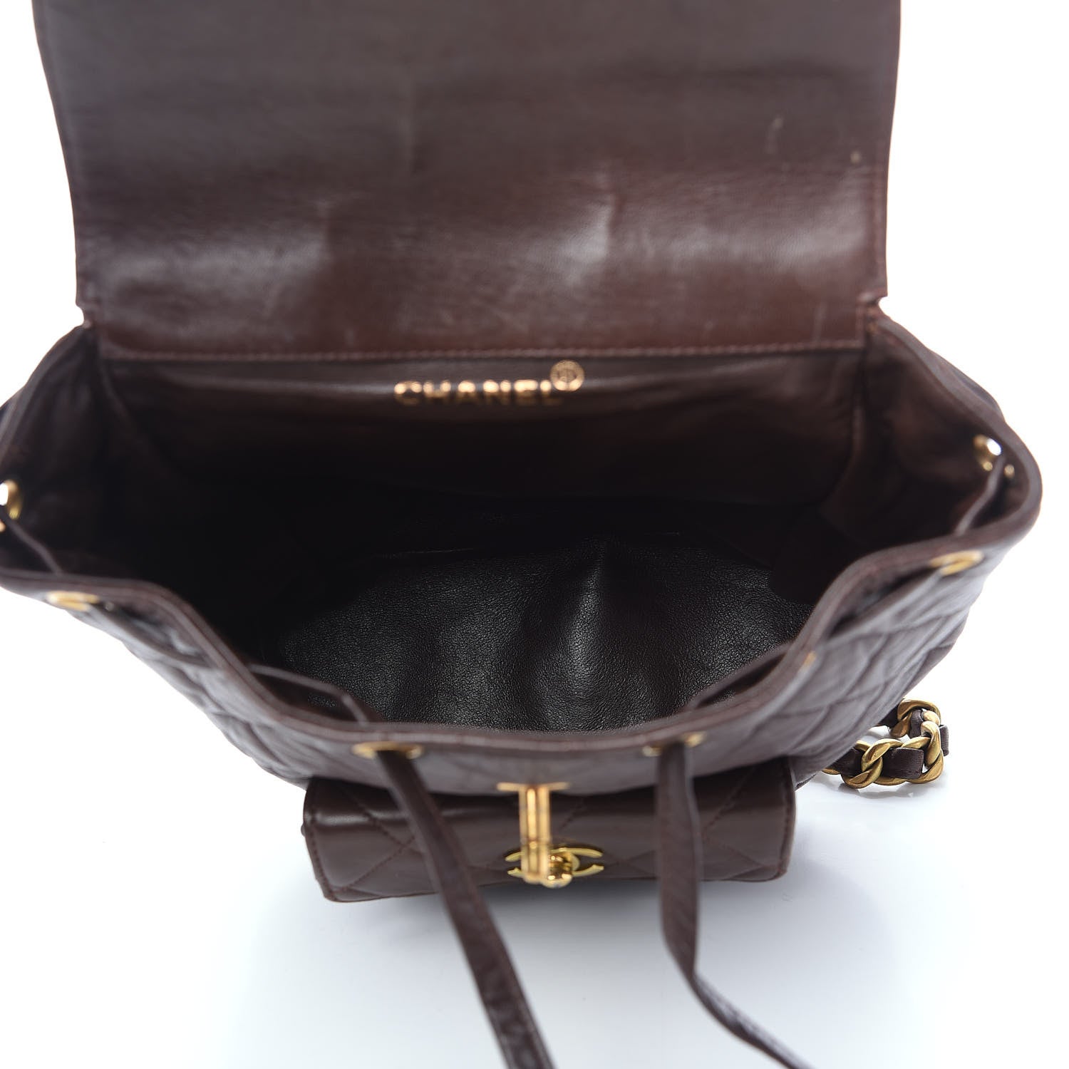 Chanel Lambskin Quilted Backpack Brown 4 of 16