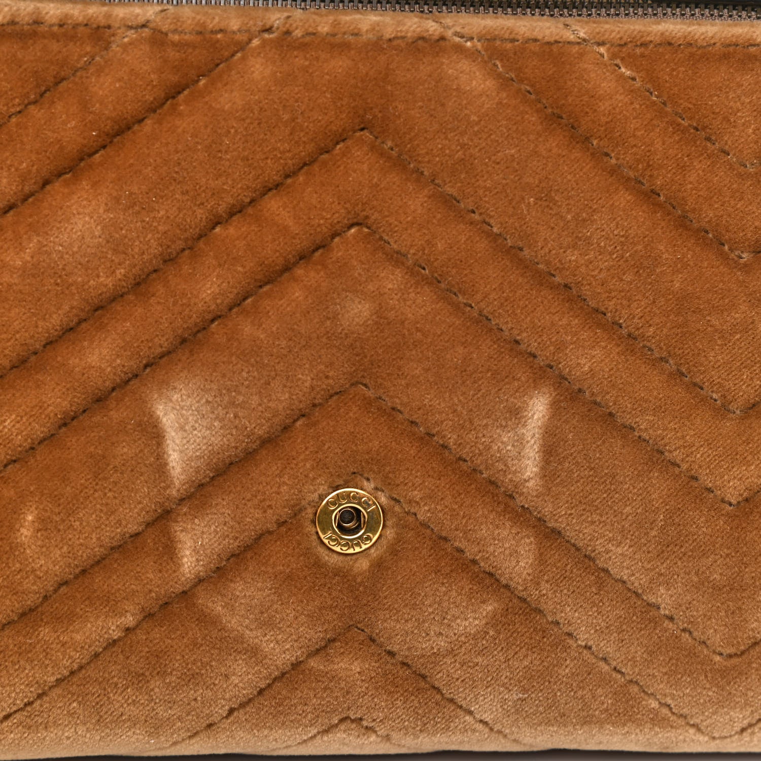 Gucci Velvet Matelasse GG Marmont Chain Wallet Taupe 12 of 12