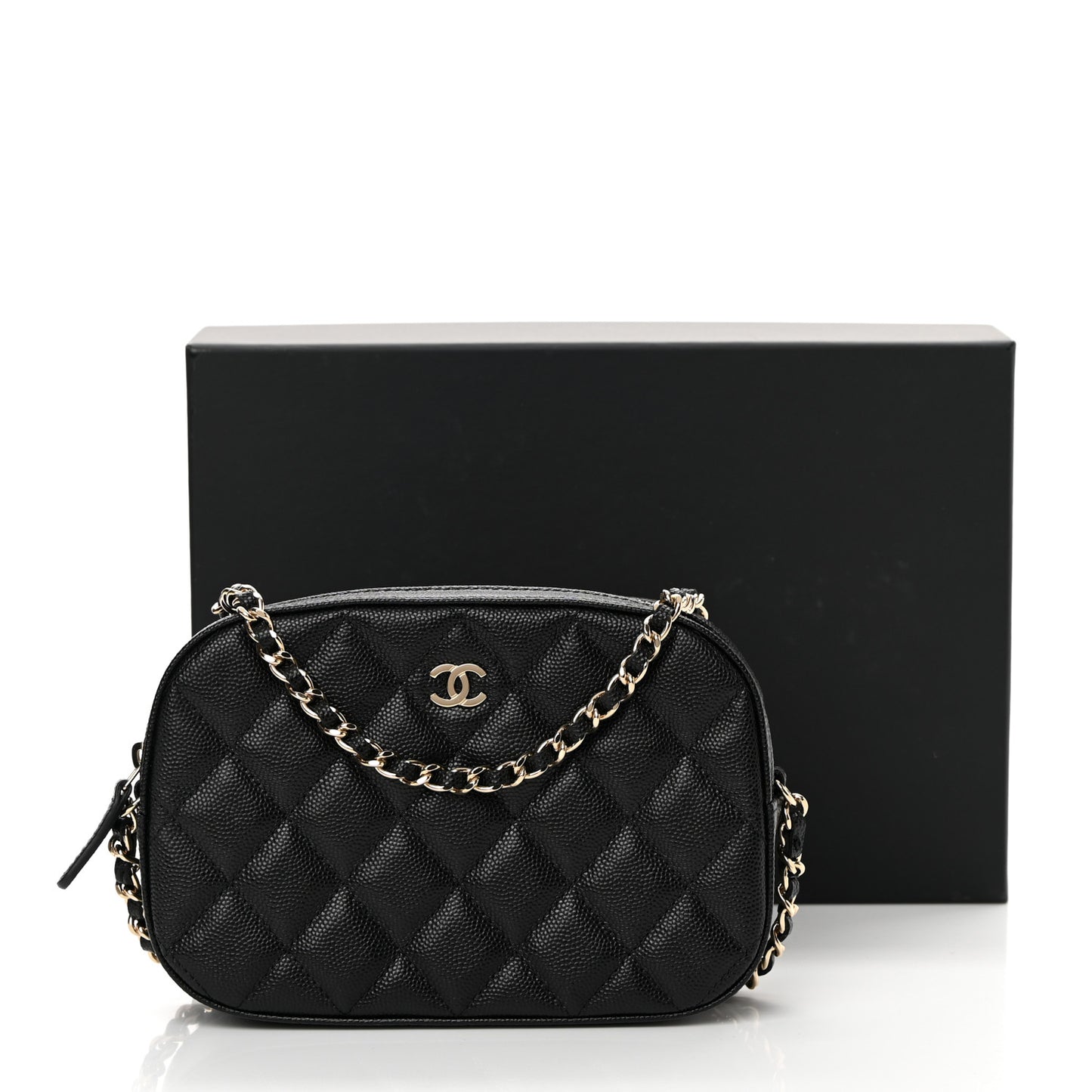 Caviar Quilted Vanity With Chain Black