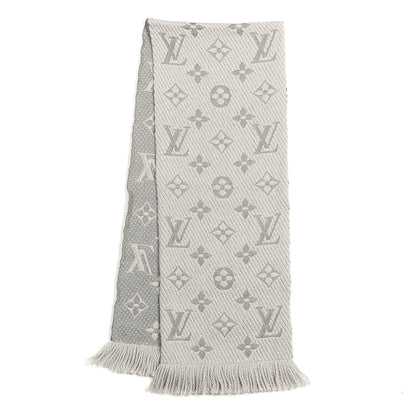 Louis Vuitton Wool Silk Logomania Scarf Pearl Grey 2 of 4