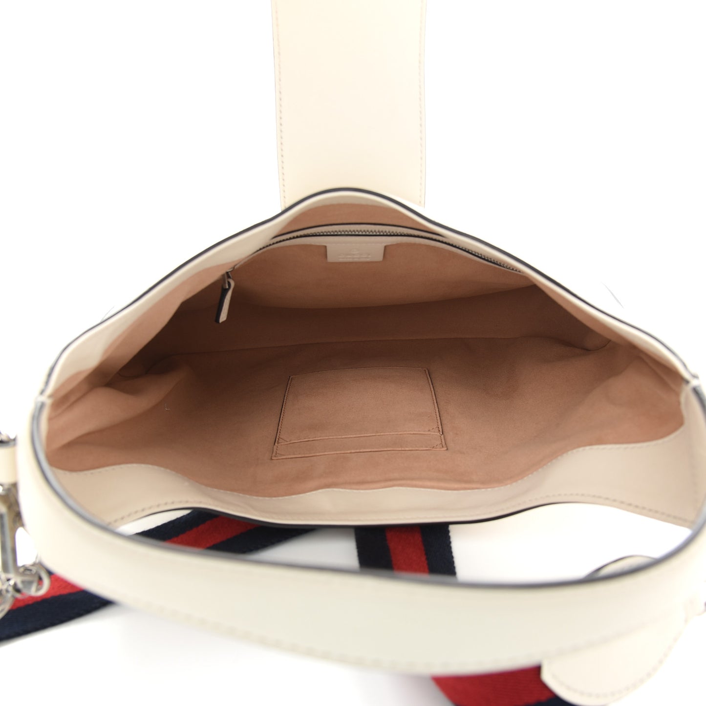 Calfskin Web Stripe Medium Dionysus Hobo White