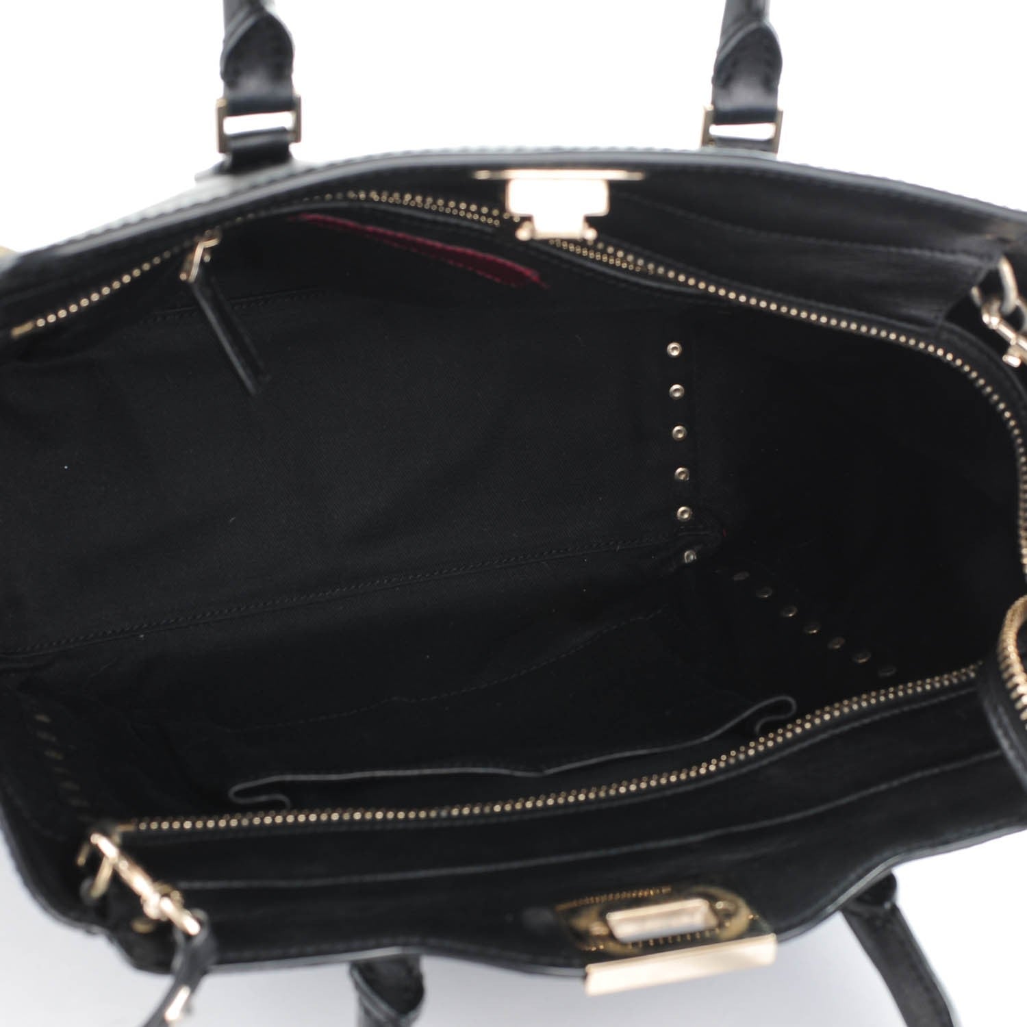 Valentino Garavani Vitello Rockstud Double Handle Tote Black 5 of 7