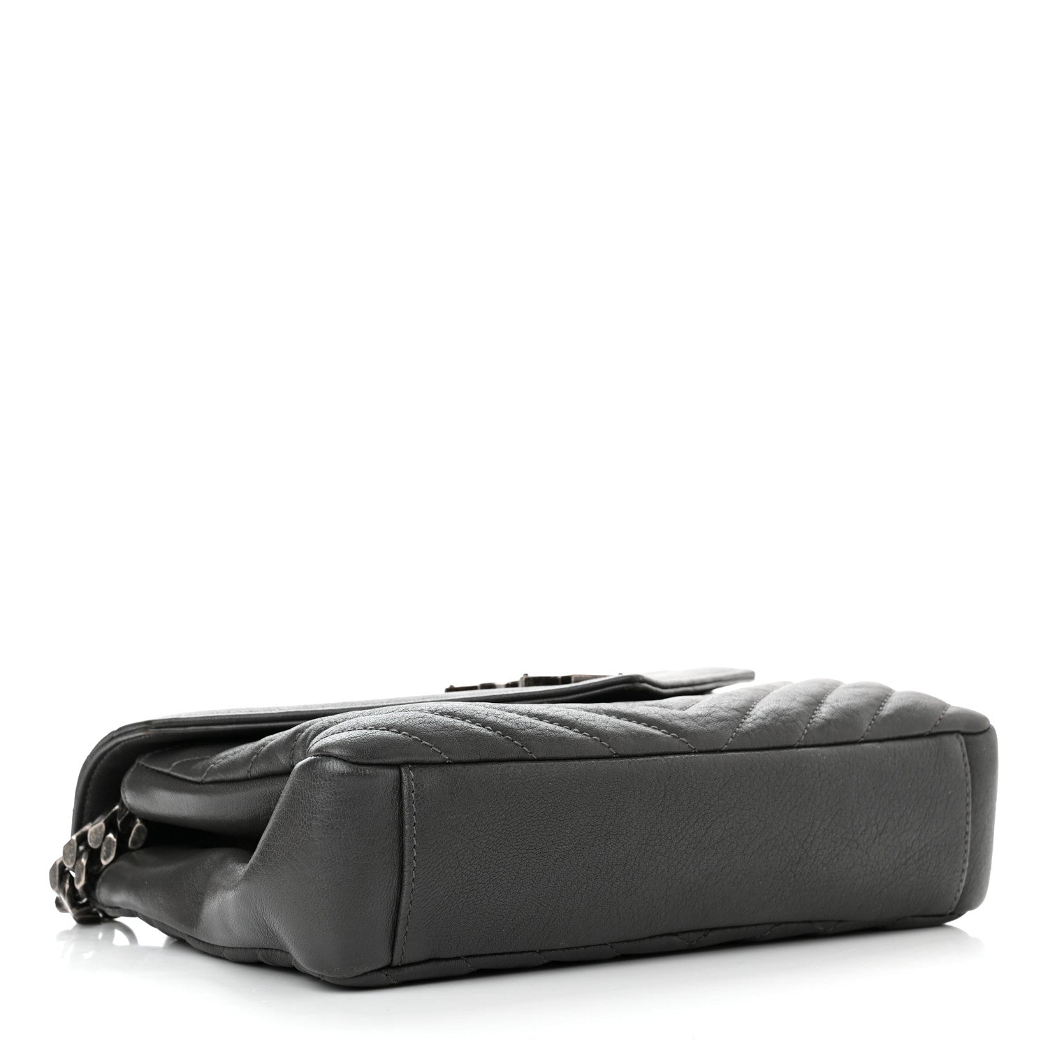 Saint Laurent Sheepskin Matelasse Chevron Monogram Medium College Bag Storm 4 of 12