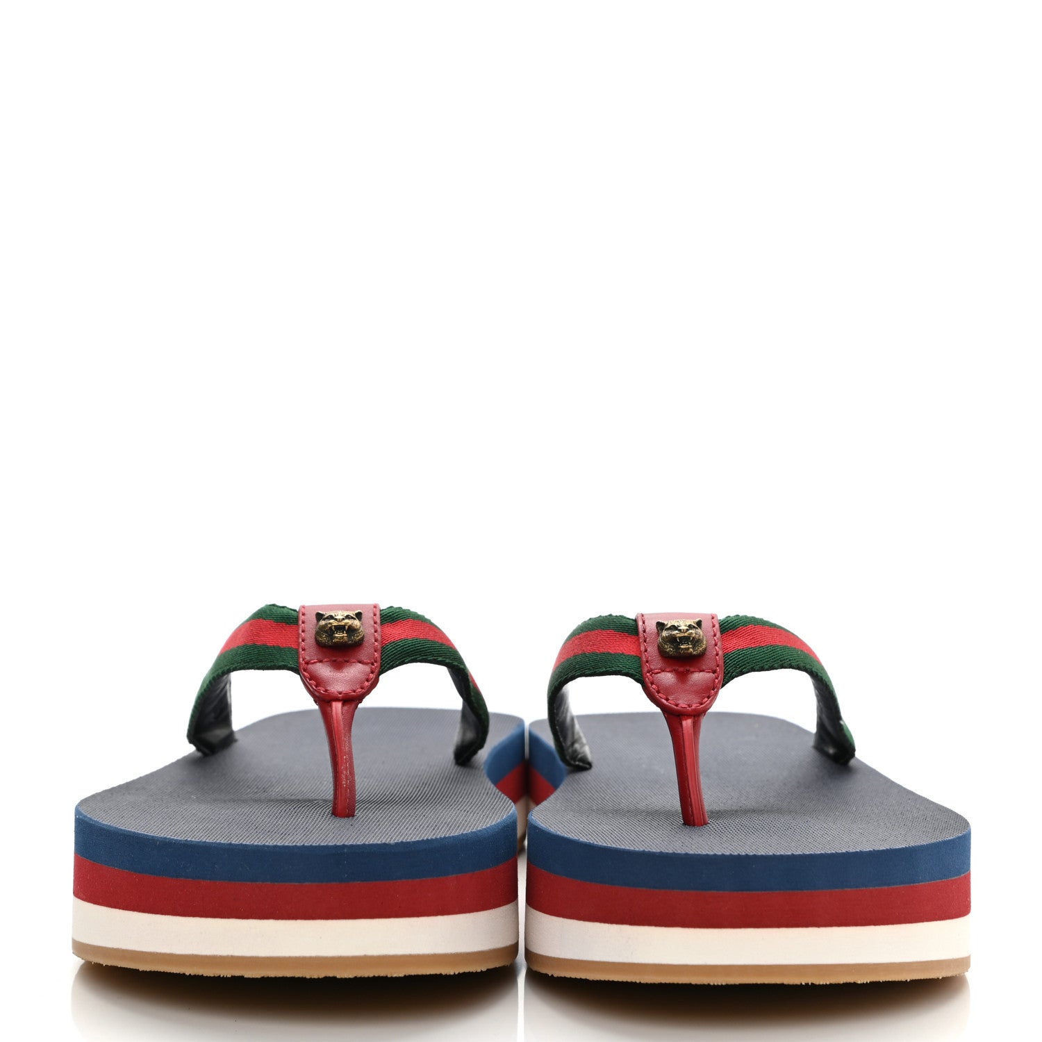 Gucci Canvas Web Platform Lifford Thong Sandals 37 Hibiscus Red 2 of 8