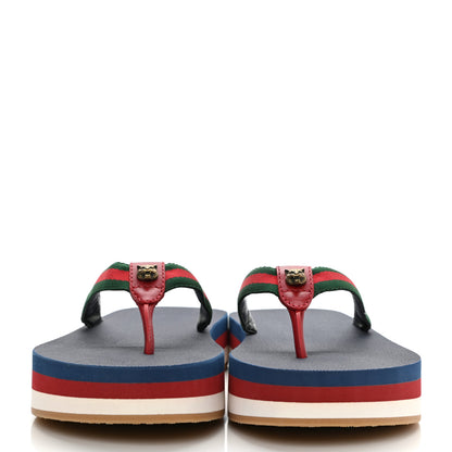 Gucci Canvas Web Platform Lifford Thong Sandals 37 Hibiscus Red 2 of 8