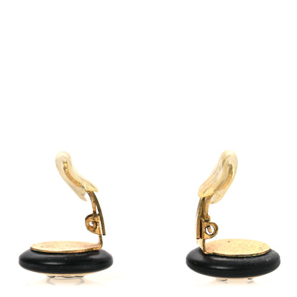 Chanel Resin CC Clip On Earrings Black White 3 of 5