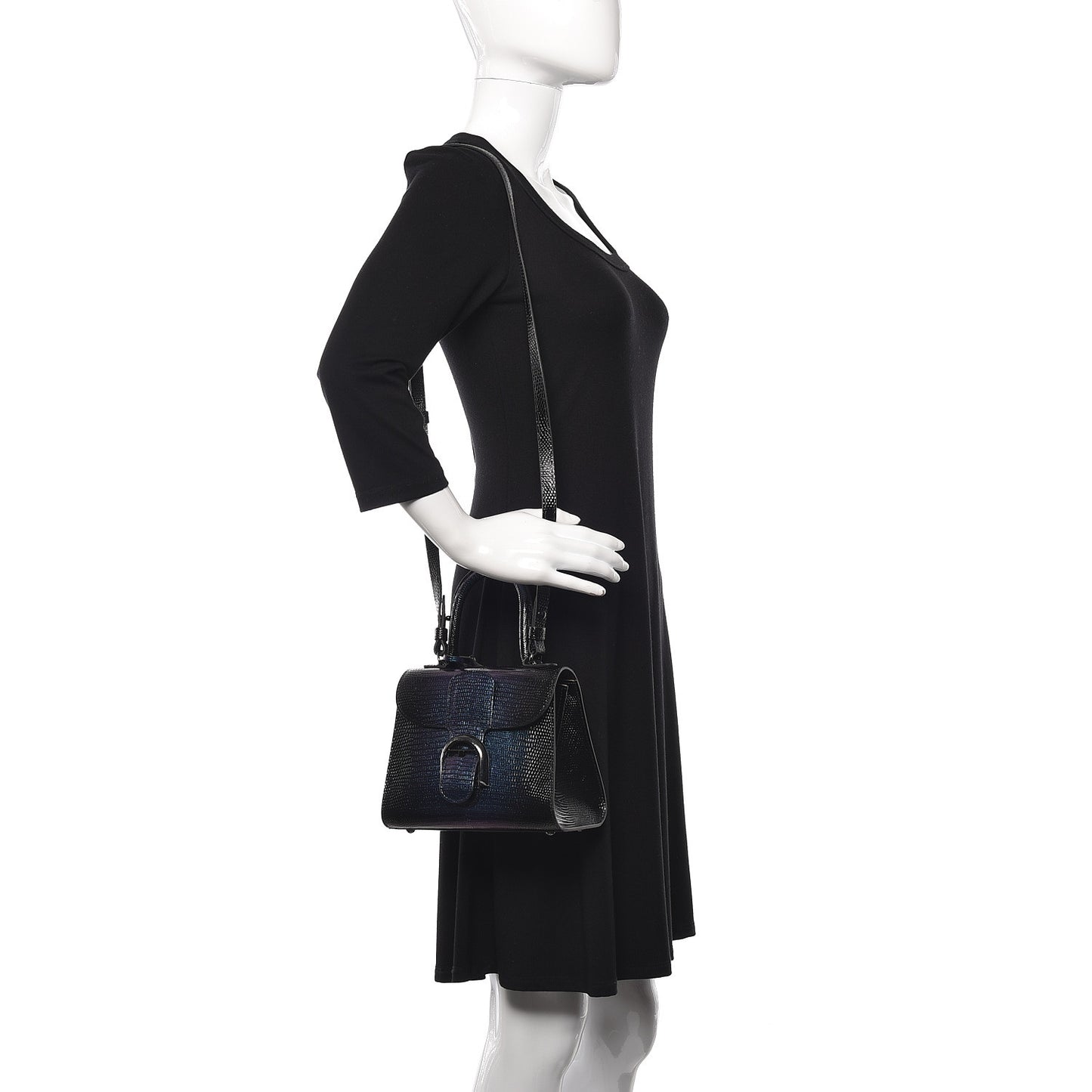 Iridescent Lizard Mini Brillant Satchel Black