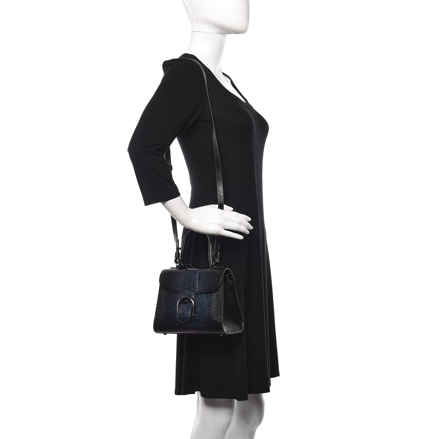 Delvaux Iridescent Lizard Mini Brillant Satchel Black 2 of 11