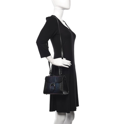 Delvaux Iridescent Lizard Mini Brillant Satchel Black 2 of 11