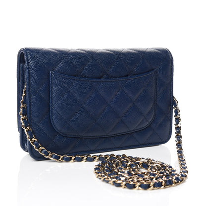 Chanel Caviar Quilted Wallet On Chain WOC Navy Blue 3 of 11