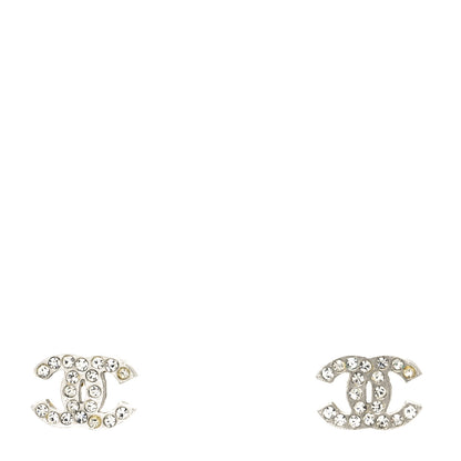 Chanel Crystal Timeless CC Earrings Silver 1 of 3