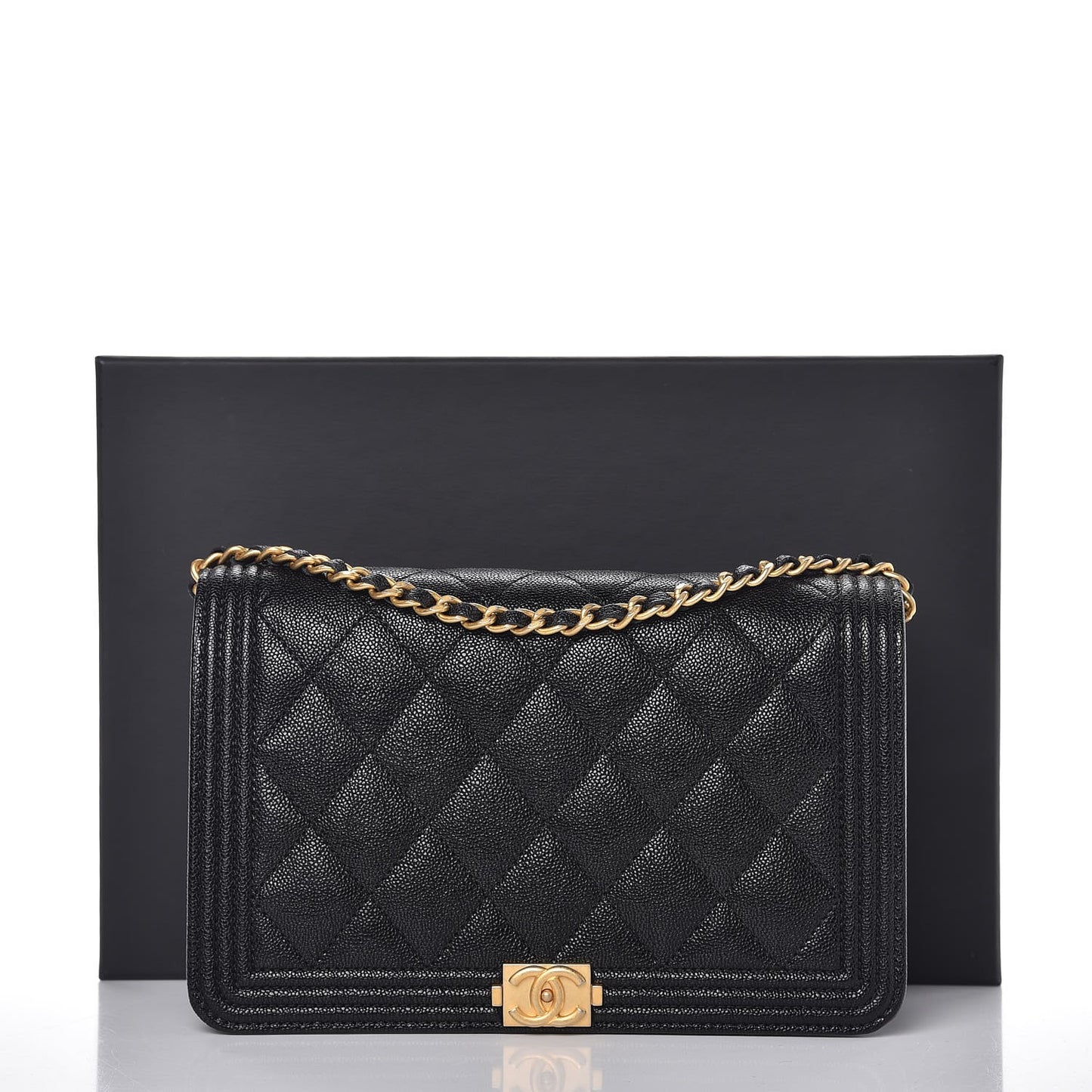 Caviar Quilted Boy Wallet On Chain WOC Black
