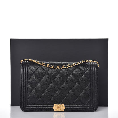 Chanel Caviar Quilted Boy Wallet On Chain WOC Black 9 of 9