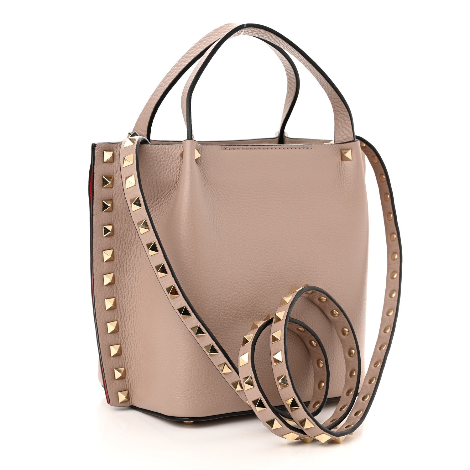 Valentino Garavani Pebbled Calfskin Small Rockstud Crossbody Tote Poudre 3 of 11