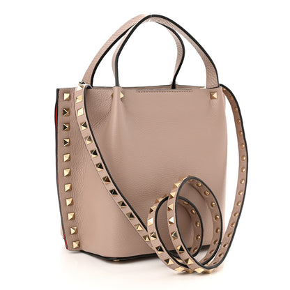 Valentino Garavani Pebbled Calfskin Small Rockstud Crossbody Tote Poudre 3 of 11