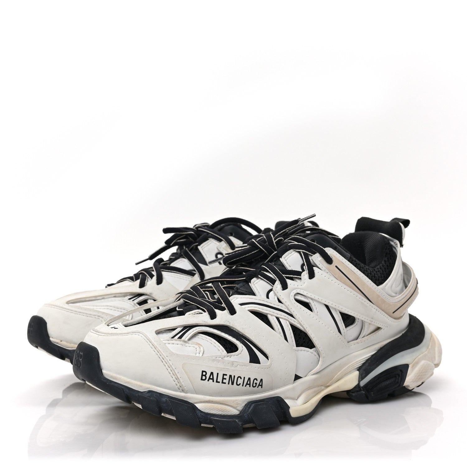 Balenciaga Mesh Nylon Worn Out Effect Womens Track Sneakers 41 White Black 3 of 7