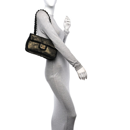 Chanel Metallic Lambskin Shearling Flap Gold Black 2 of 11