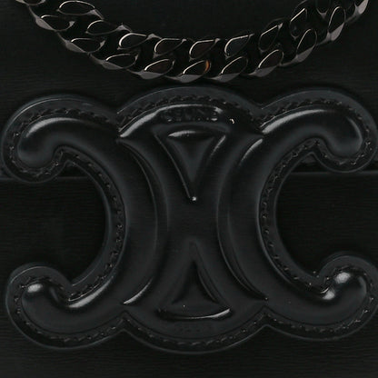 Celine Shiny Calfskin Cuir Triomphe Chain Shoulder Bag Black 8 of 11