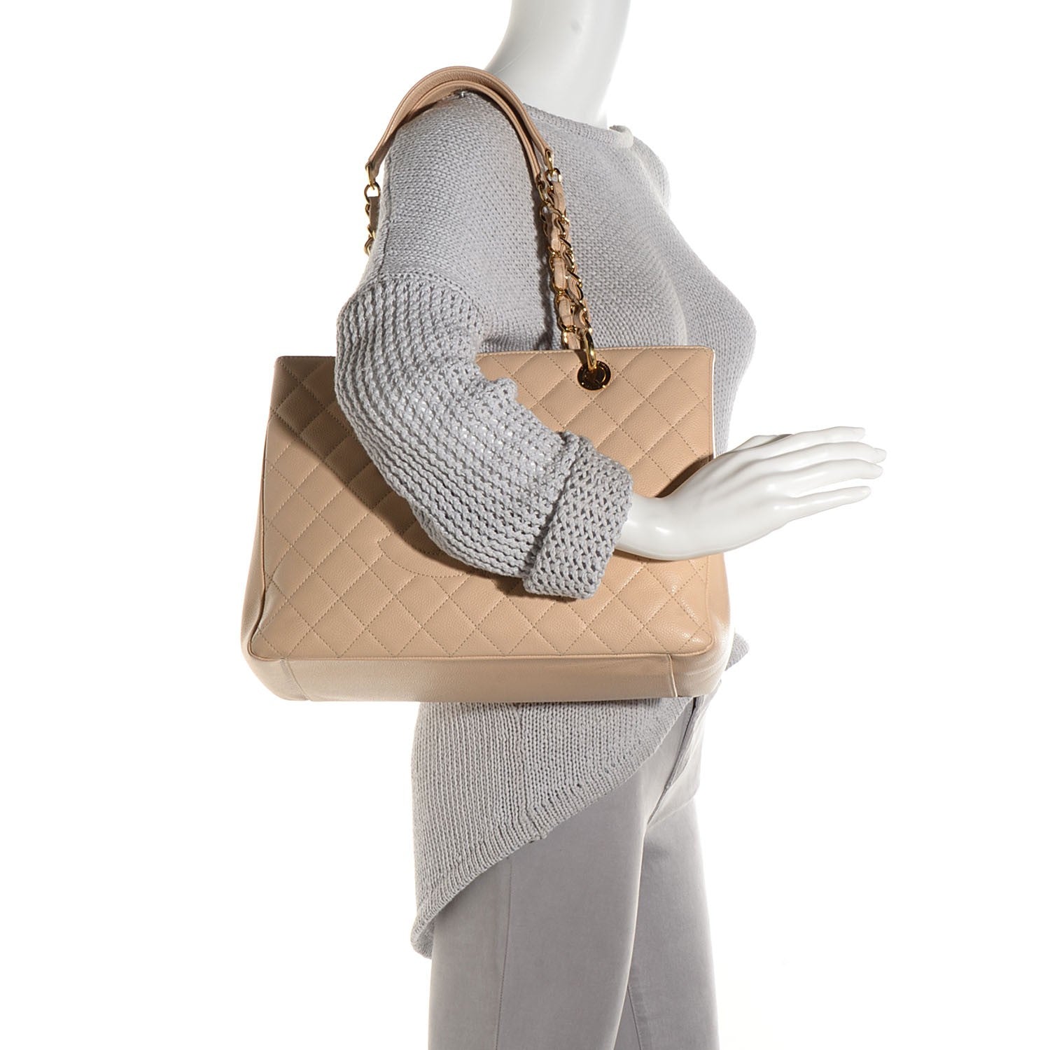 Chanel Caviar Quilted Grand Shopping Tote GST Beige Clair 2 of 7