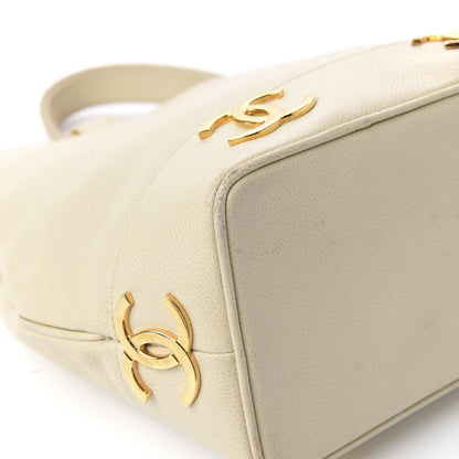 Chanel Caviar CC Bucket Shoulder Bag White 11 of 12