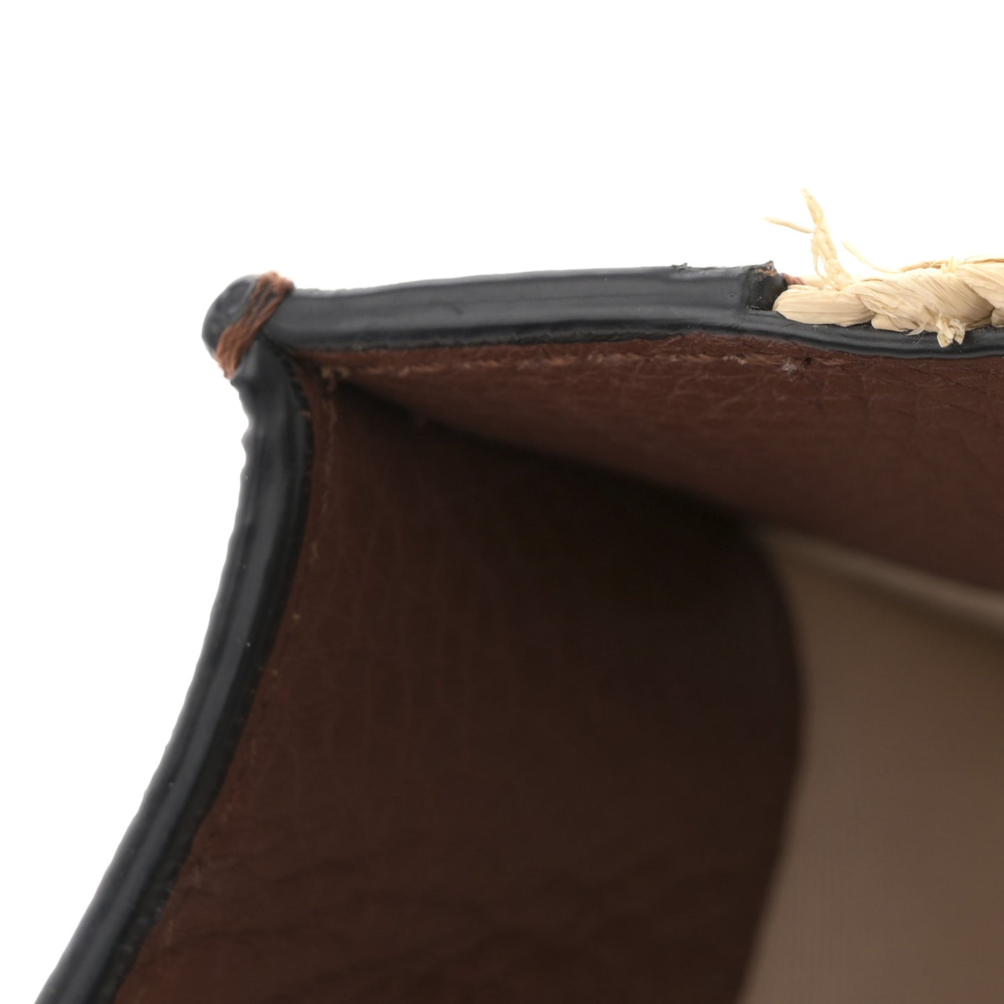 Raffia Calfskin Small Vlogo Signature Tote Natural Saddle Brown