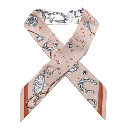 Hermes Silk C'est la Fete Twilly Beige Rose Caramel White 1 of 3
