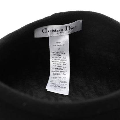 Christian Dior Wool Oblique Reversible Chic Beret 57 Black 7 of 8