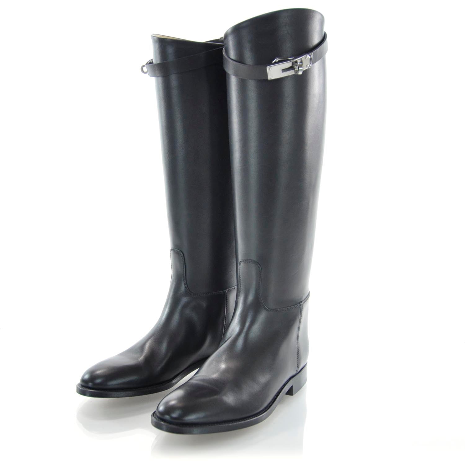 Hermes Leather Kelly Jumping Boots 37.5 Black 2 of 7