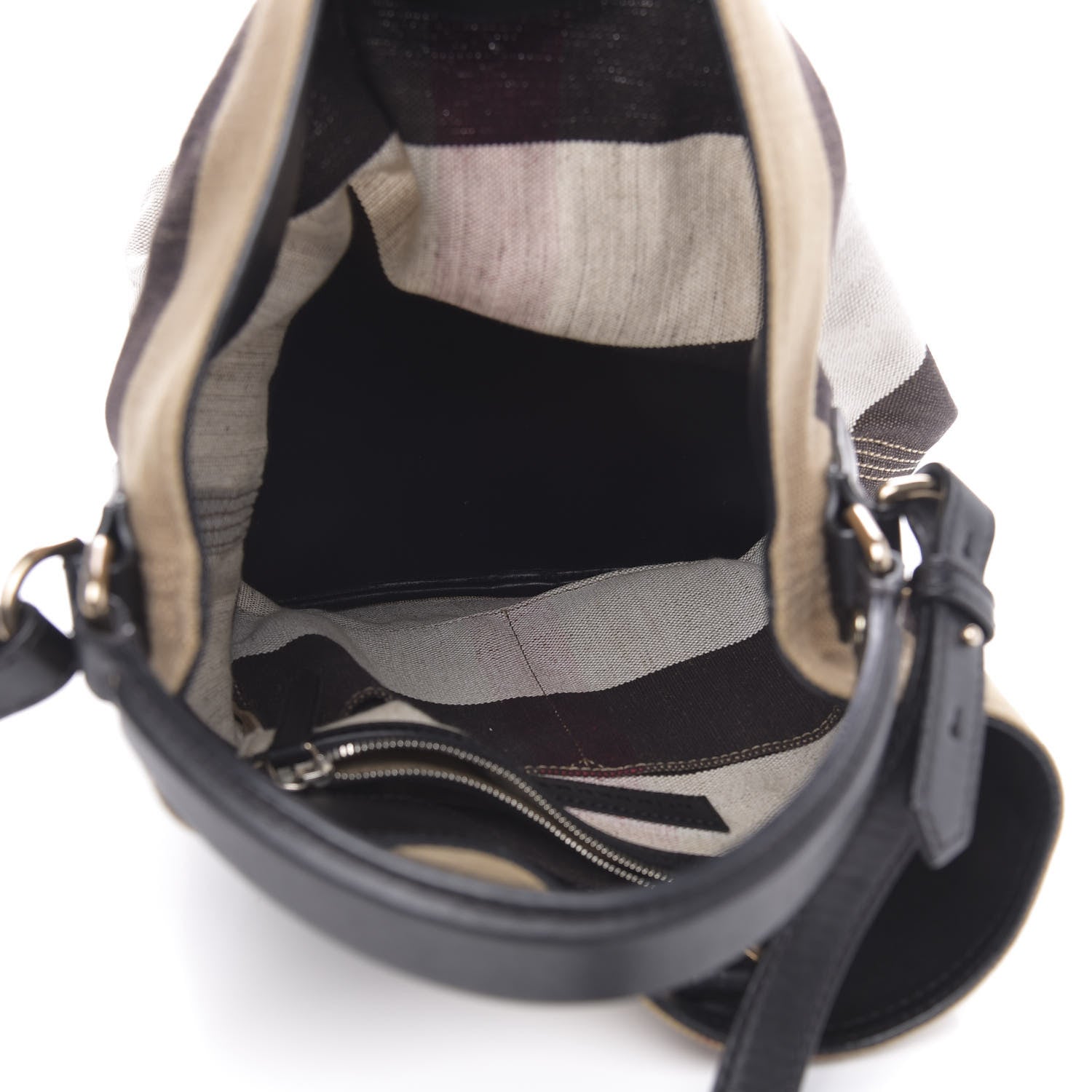 Burberry Canvas Mega Check Medium Susanna Hobo Black 5 of 12