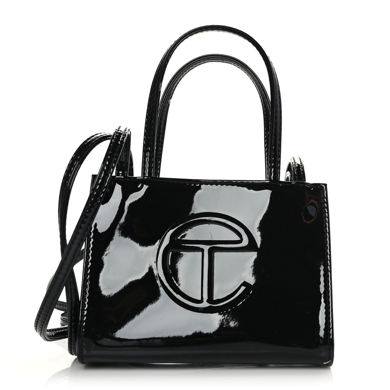 Telfar Patent Vegan Leather Small Shopping Bag Black 1 of 7