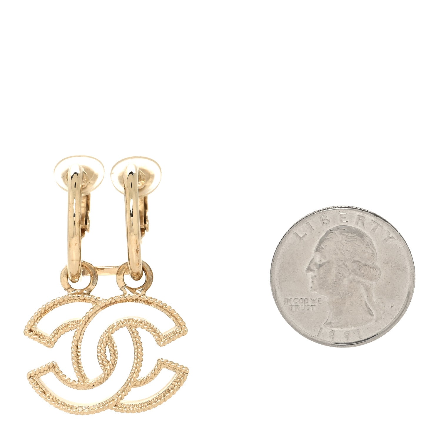 Chanel CC Dangle Clip On Earring Gold 2 of 4