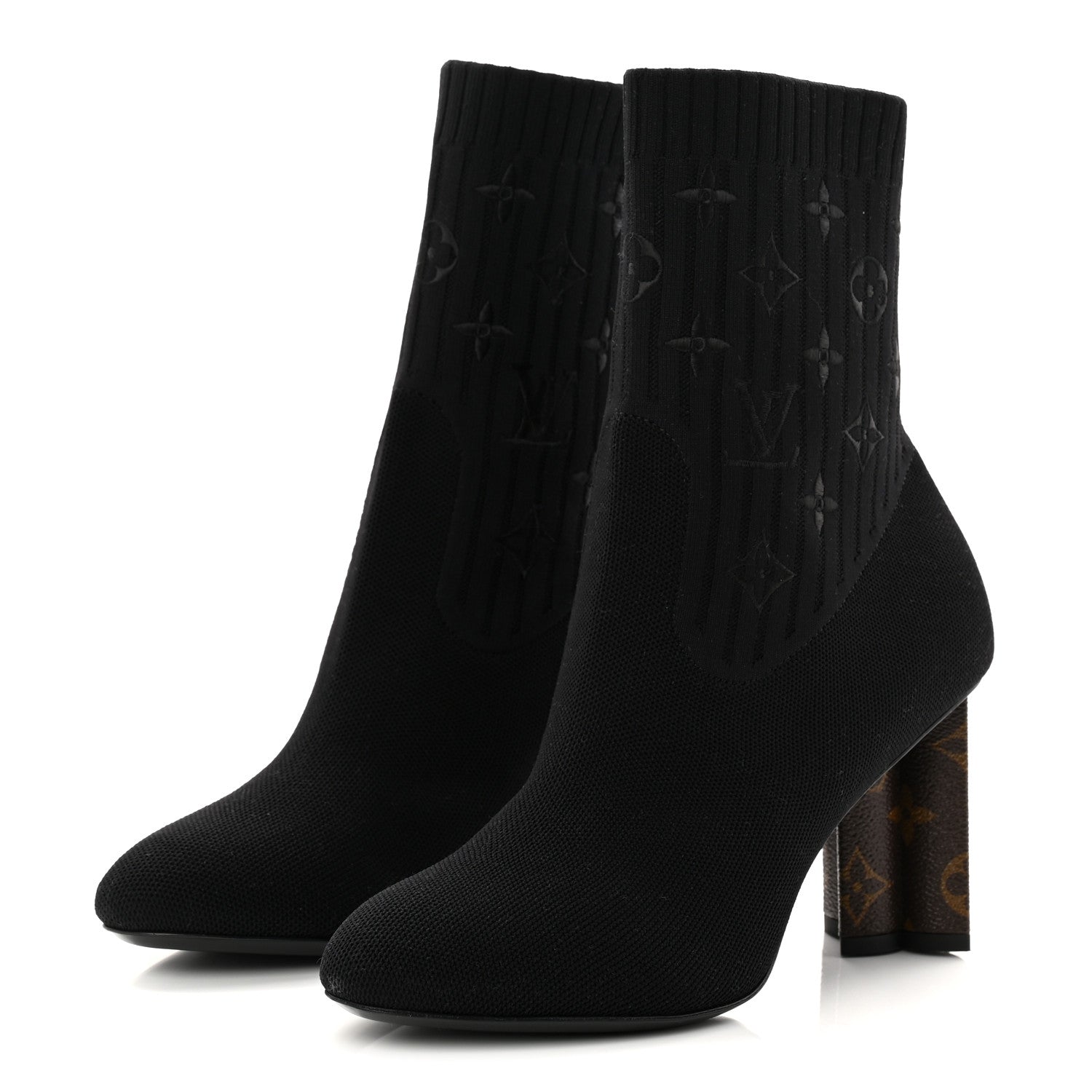 Louis Vuitton Monogram Stretch Fabric Silhouette Ankle Boots 39 Black 3 of 8