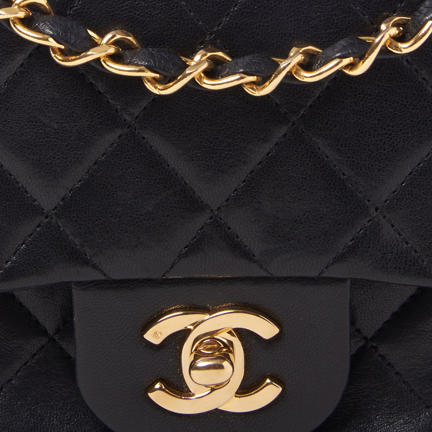 Lambskin Quilted Small Double Flap Black