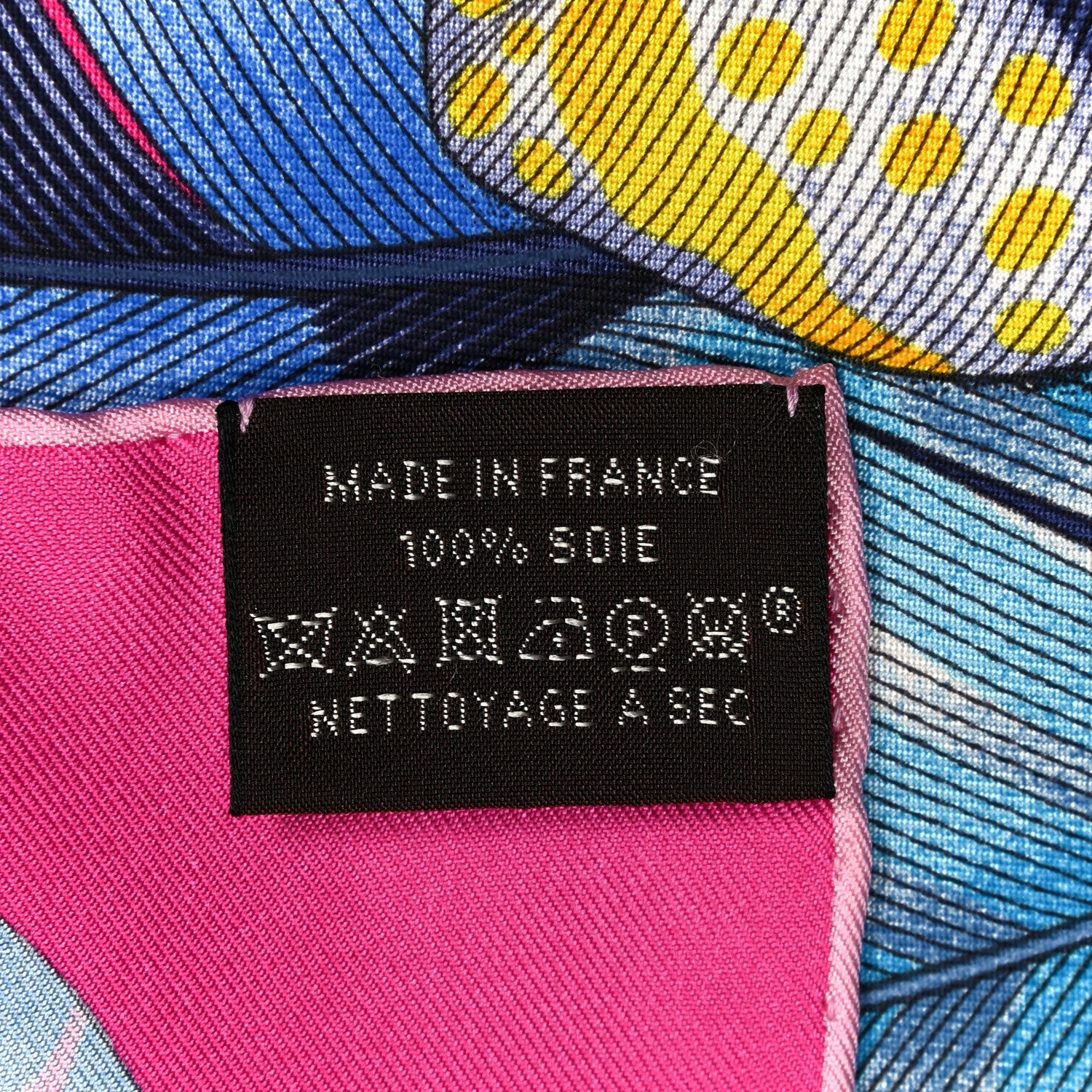 Hermes Silk Plumes En Fete Scarf 90 Rose Vif Bleu Vert 3 of 6