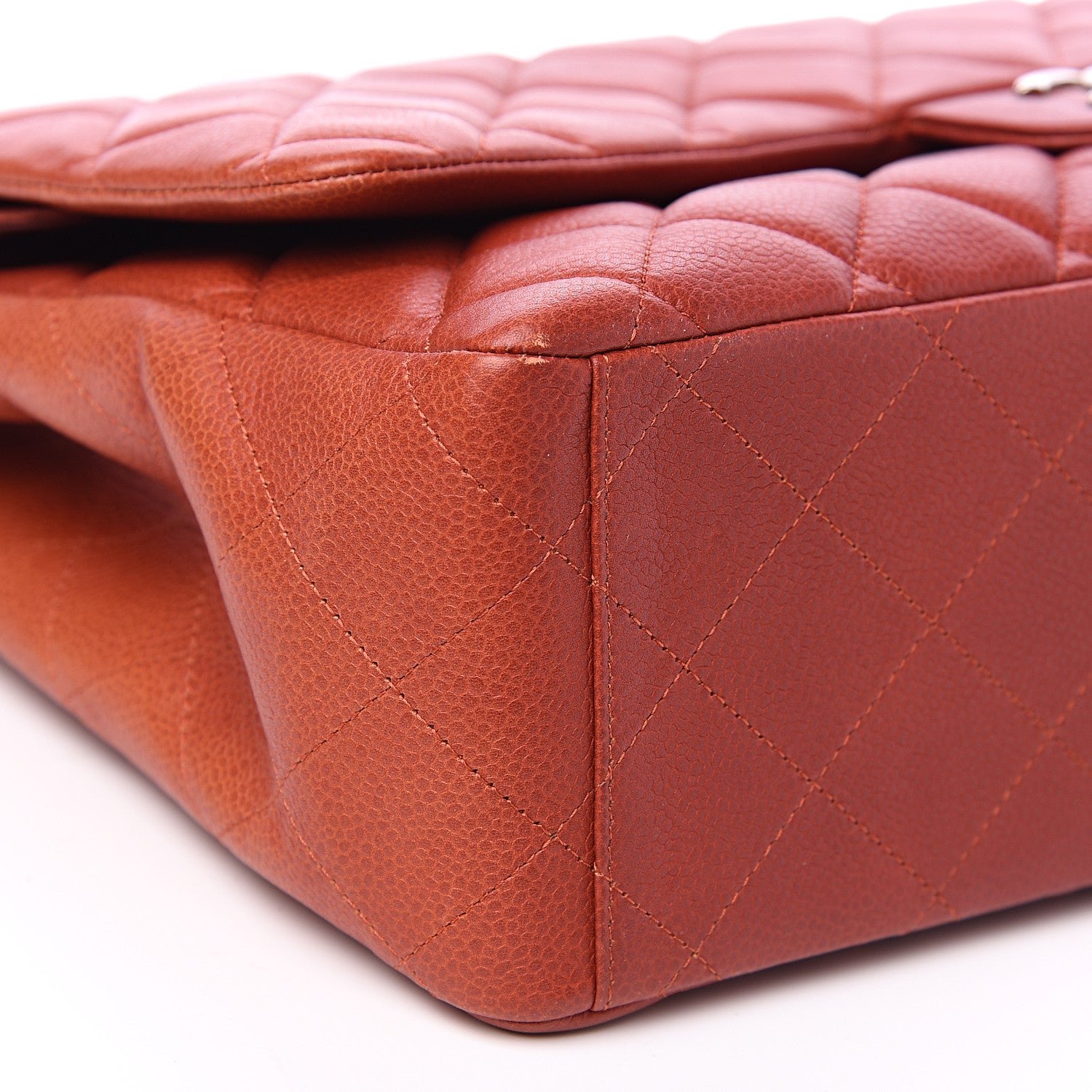 Chanel Caviar Quilted Maxi Double Flap Dark Orange 9 of 15