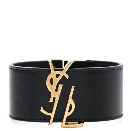 Saint Laurent Calfskin Monogram Bracelet Black 1 of 5