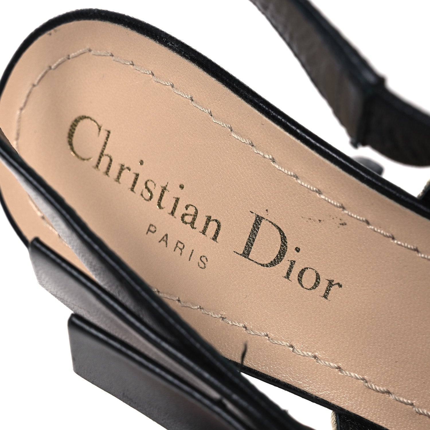 Christian Dior Embroidered Calfskin Beaded Sweet D Sling-Back
