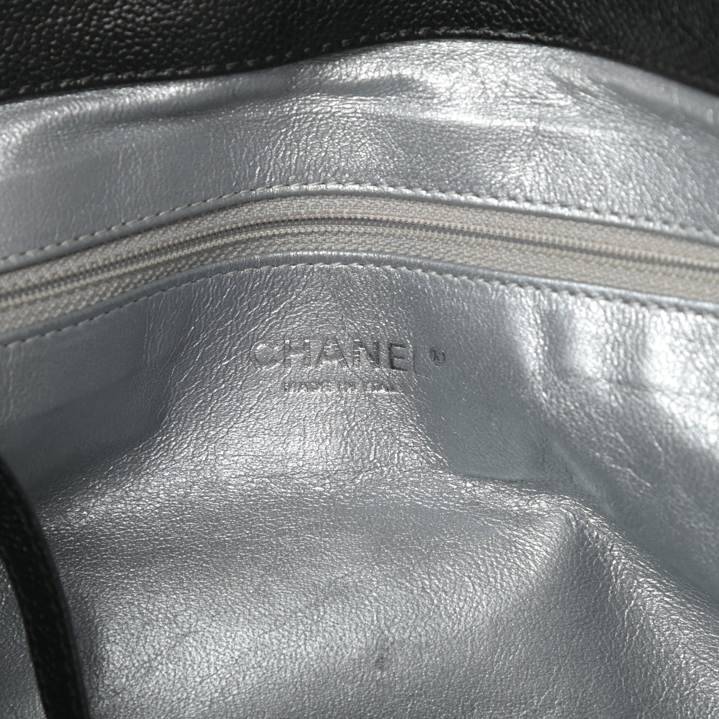 Glazed Caviar East West Modern Chain Tote Black