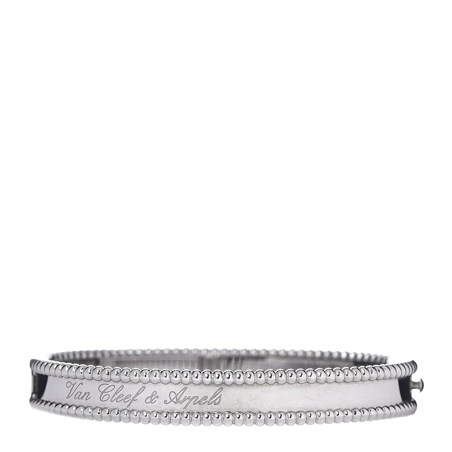 18K White Gold Perlee Signature Bangle Bracelet S