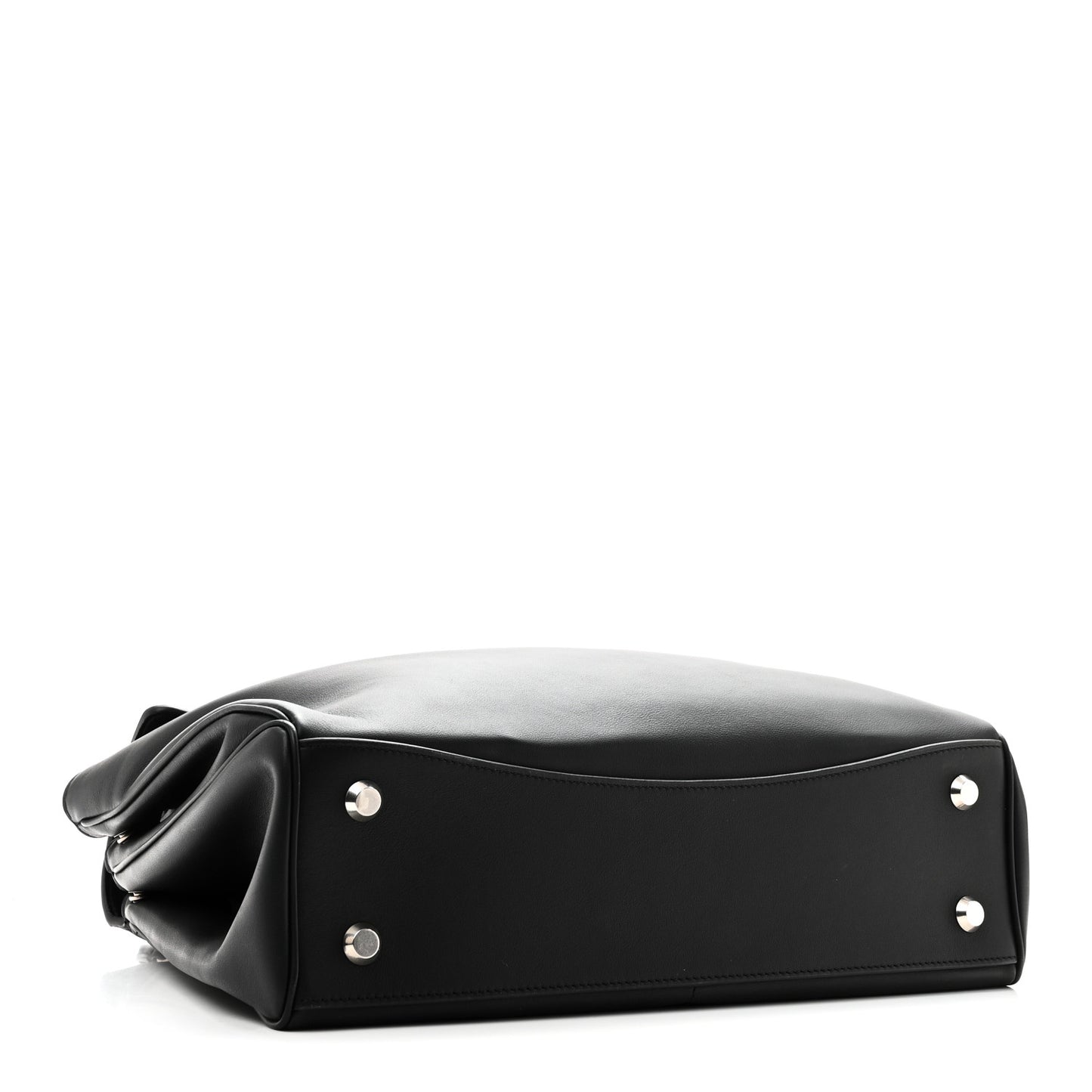 Natural Smooth Calfskin Medium Rodeo Top Handle Handbag Black