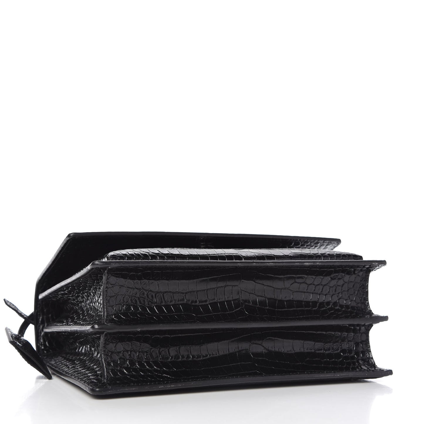 Calfskin Crocodile Embossed Medium Monogram Sunset Black
