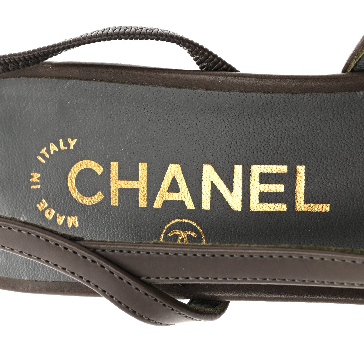 Chanel Lambskin Calfskin Cap Toe CC Slingback Pumps 36.5 Grey Black 7 of 13