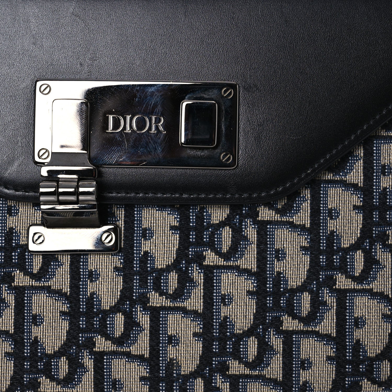 Christian Dior Oblique Smooth Calfskin Messenger Beige Black 8 of 13