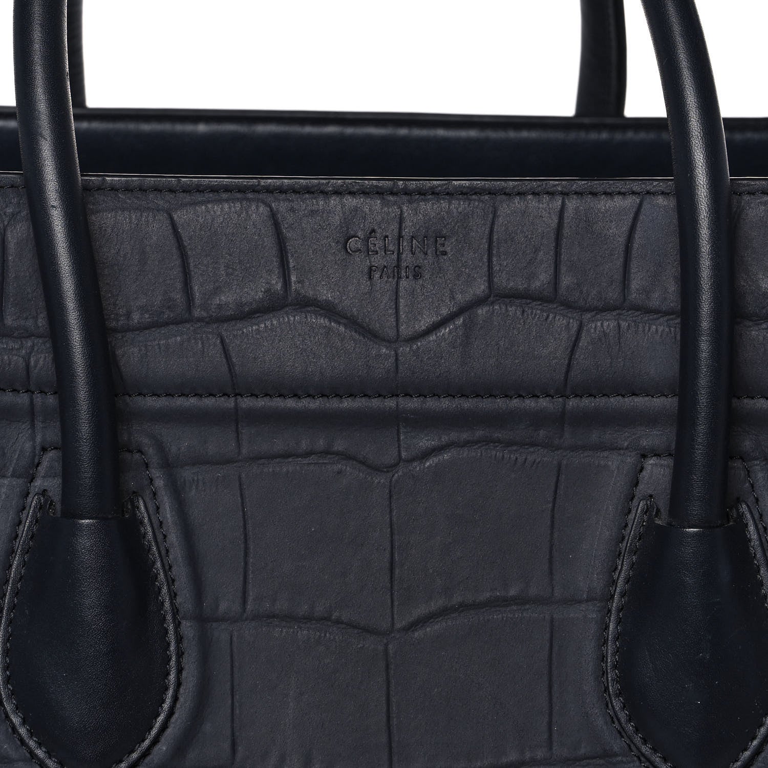 Celine Crocodile Embossed Calfskin Medium Phantom Luggage Navy Blue 11 of 11