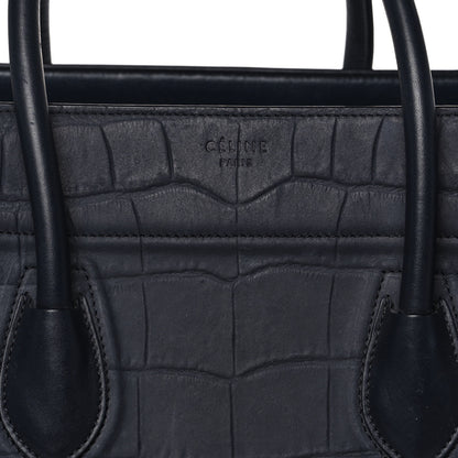 Celine Crocodile Embossed Calfskin Medium Phantom Luggage Navy Blue 11 of 11