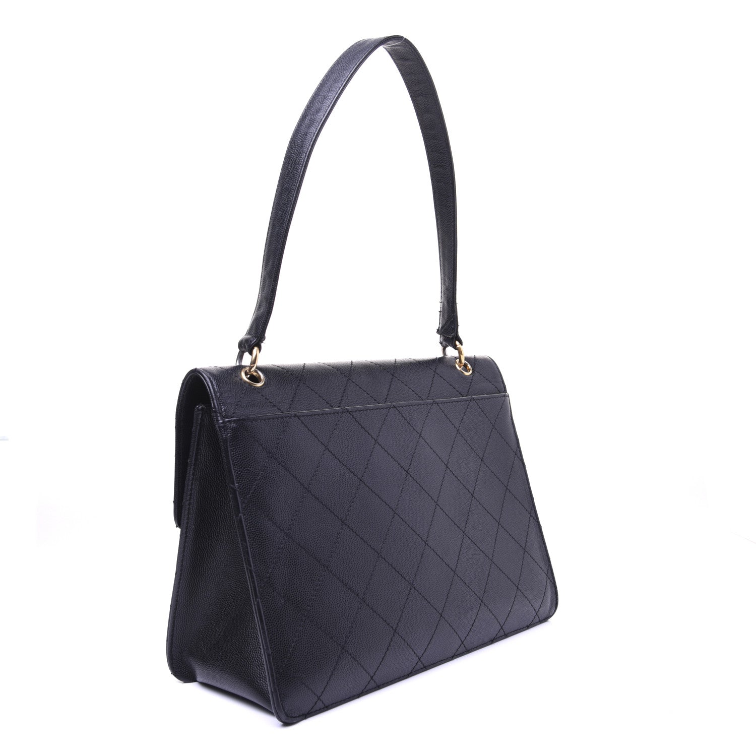 Chanel Caviar Diamond Stitched Flap Shoulder Bag Black 3 of 18